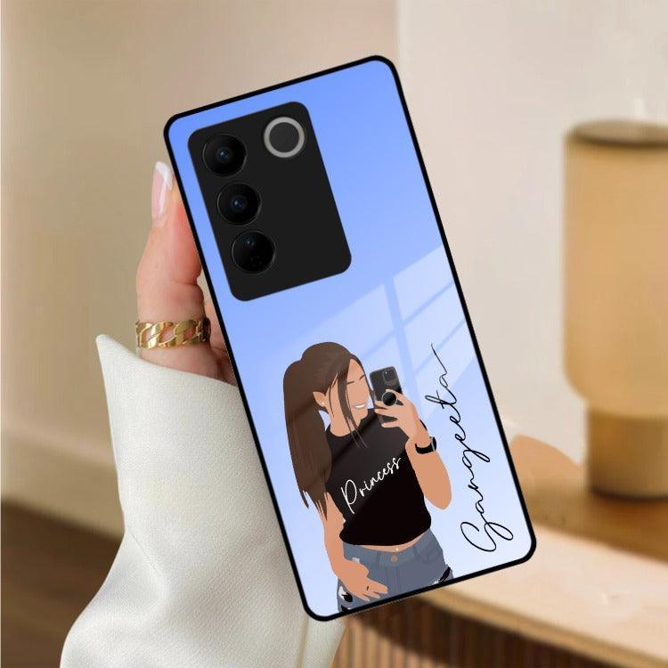 Mobile Girl Glass Case For Vivo - ShopOnCliQ