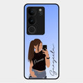 Mobile Girl Glass Case Cover For Vivo V29 5G