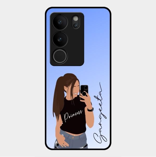 Mobile Girl Glass Case Cover For Vivo V29 5G