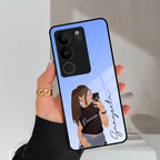 Mobile Girl Glass Case For Vivo - ShopOnCliQ