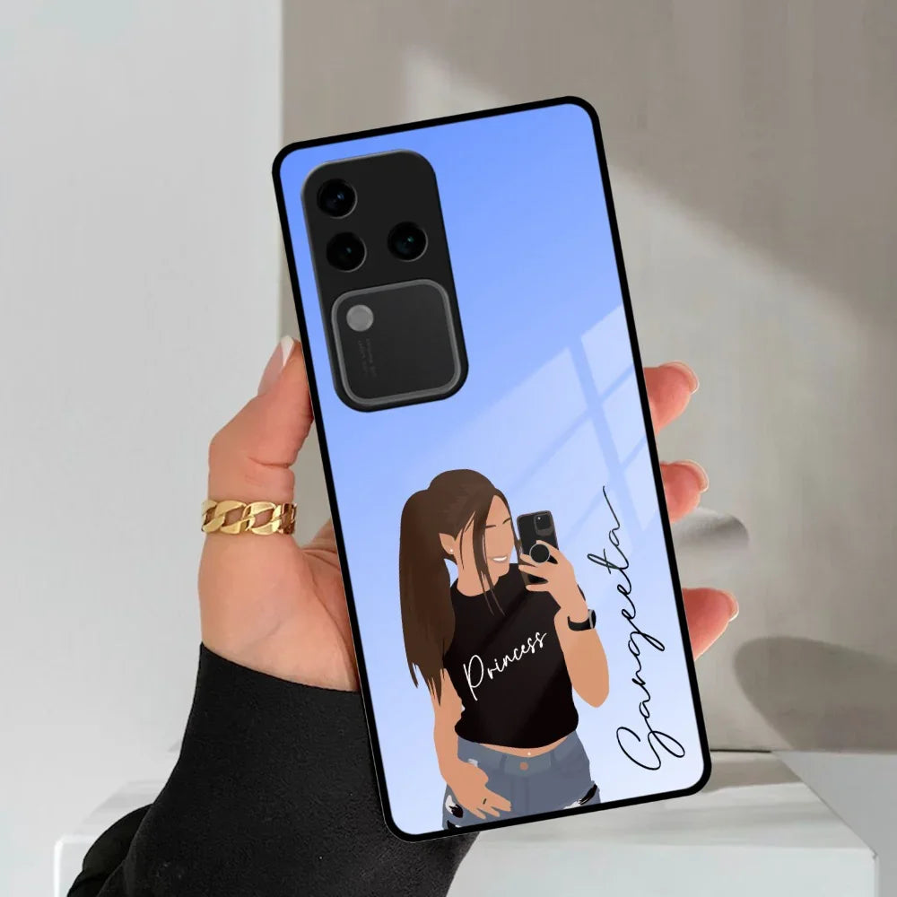 Mobile Girl Glass Case For Vivo - ShopOnCliQ