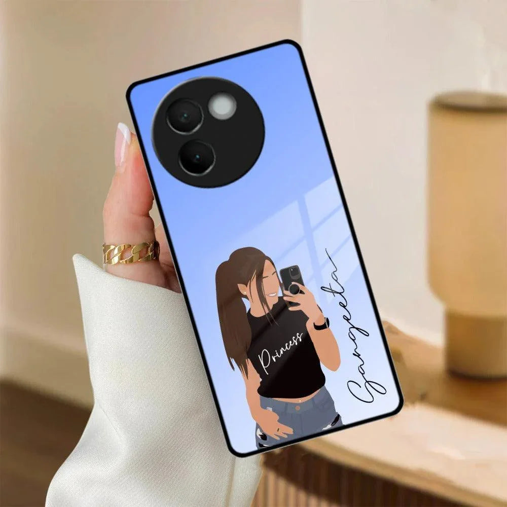 Mobile Girl Glass Case For Vivo - ShopOnCliQ