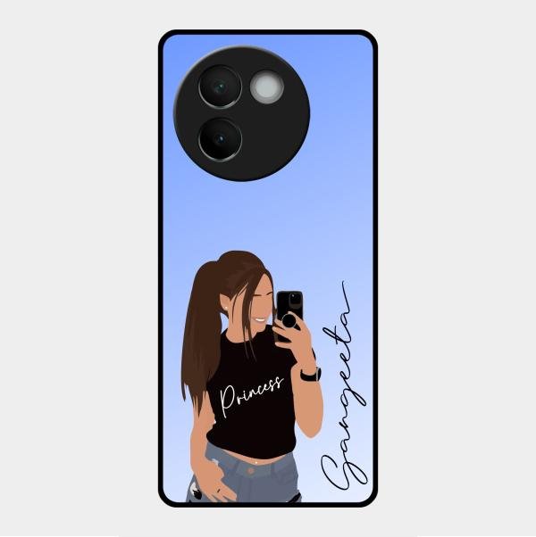 Mobile Girl Glass Case Cover For Vivo V30E 5G