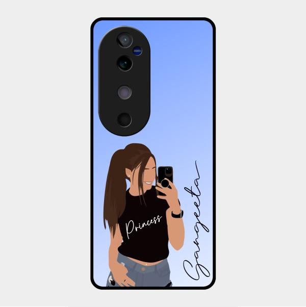 Mobile Girl Glass Case Cover For Vivo V40 5G