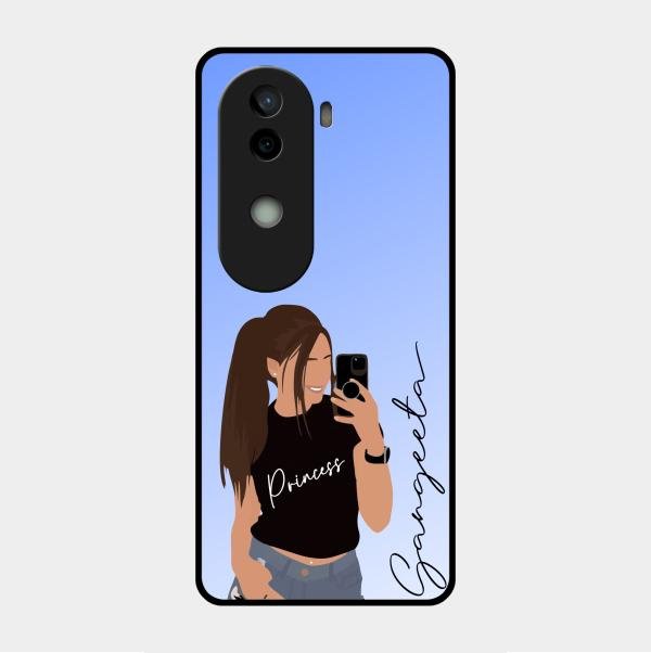 Mobile Girl Glass Case Cover For Vivo V40E 5G