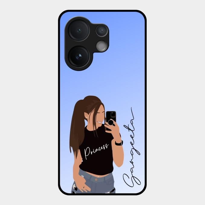 Mobile Girl Glass Case Cover For Vivo V60 5G