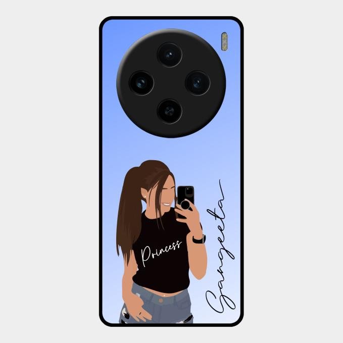 Mobile Girl Glass Case Cover For Vivo X100 5G