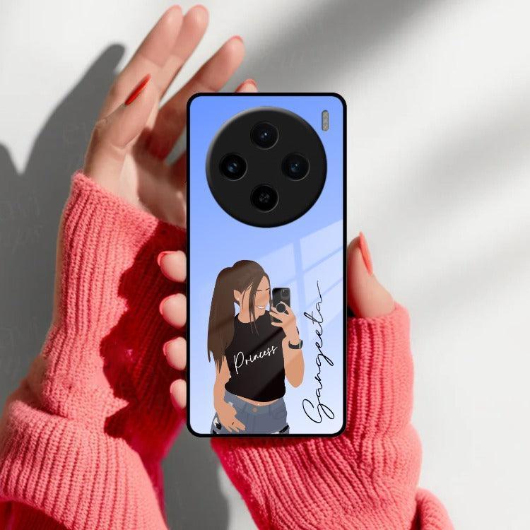 Mobile Girl Glass Case For Vivo - ShopOnCliQ