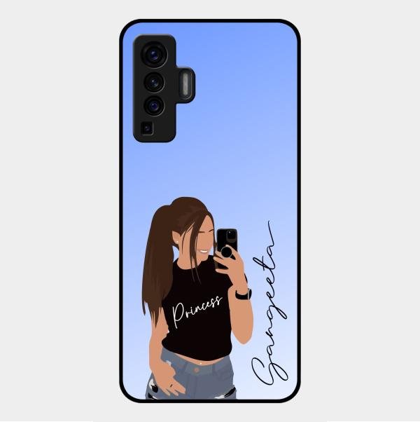 Mobile Girl Glass Case Cover For Vivo X50 5G