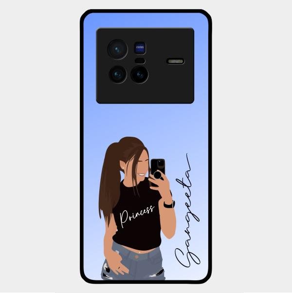 Mobile Girl Glass Case Cover For Vivo X80 5G