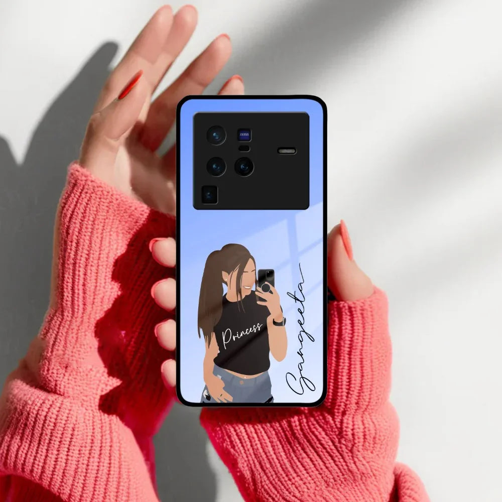 Mobile Girl Glass Case For Vivo - ShopOnCliQ