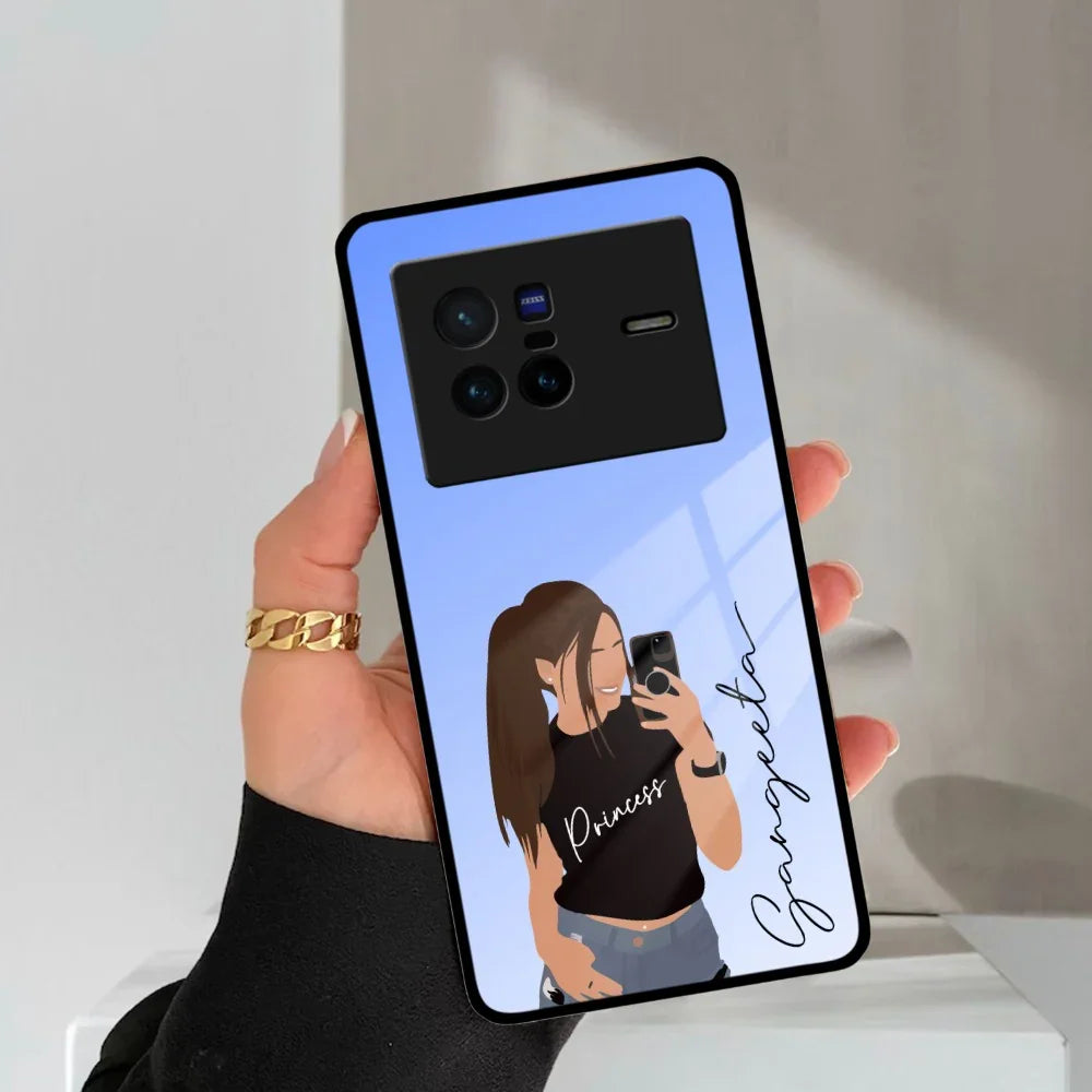 Mobile Girl Glass Case For Vivo - ShopOnCliQ
