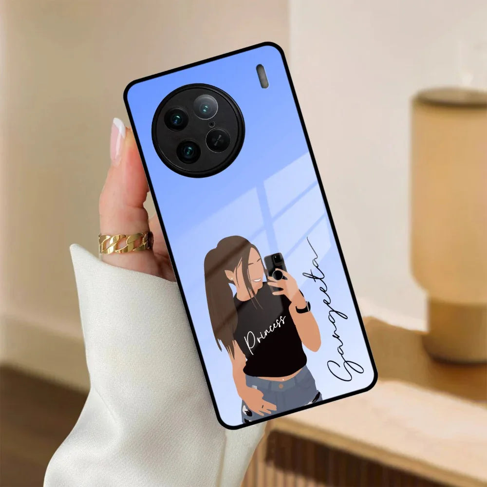 Mobile Girl Glass Case For Vivo - ShopOnCliQ