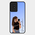 Mobile Girl Glass Case Cover For Vivo Y02T