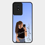 Mobile Girl Glass Case Cover For Vivo Y02T