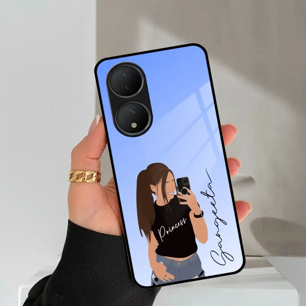 Mobile Girl Glass Case For Vivo - ShopOnCliQ