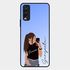 Mobile Girl Glass Case Cover For Vivo Y12G