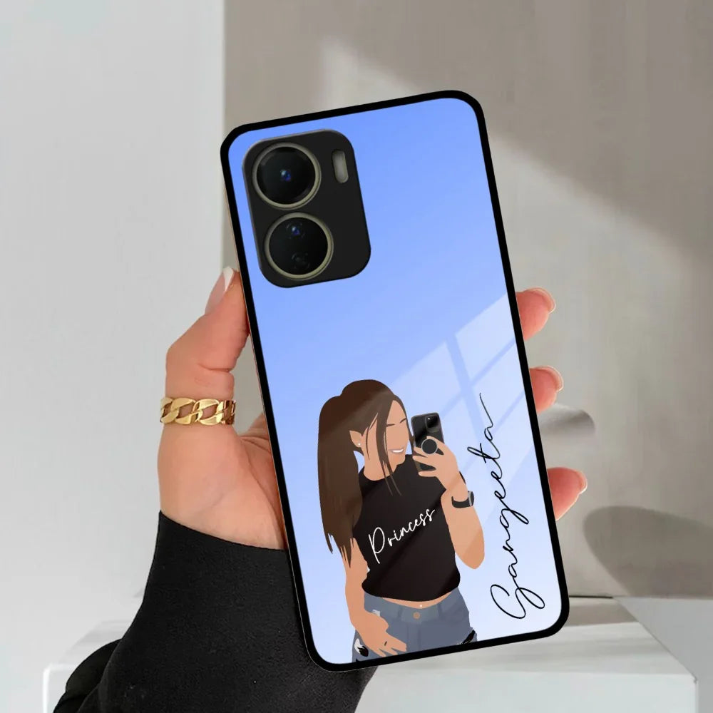 Mobile Girl Glass Case For Vivo - ShopOnCliQ