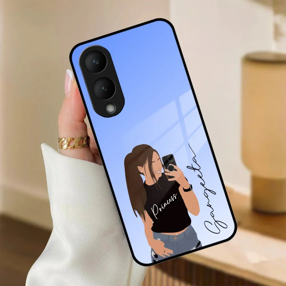 Mobile Girl Glass Case For Vivo - ShopOnCliQ