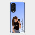 Mobile Girl Glass Case Cover For Vivo Y17S