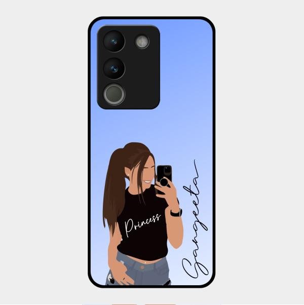 Mobile Girl Glass Case Cover For Vivo Y200 5G