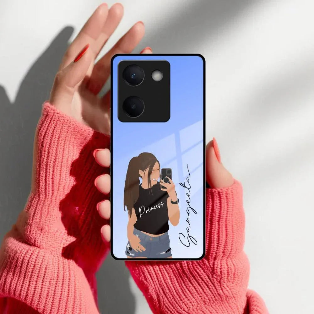 Mobile Girl Glass Case For Vivo - ShopOnCliQ