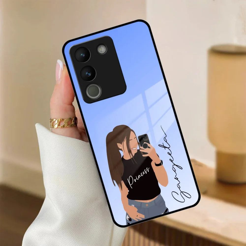 Mobile Girl Glass Case For Vivo - ShopOnCliQ