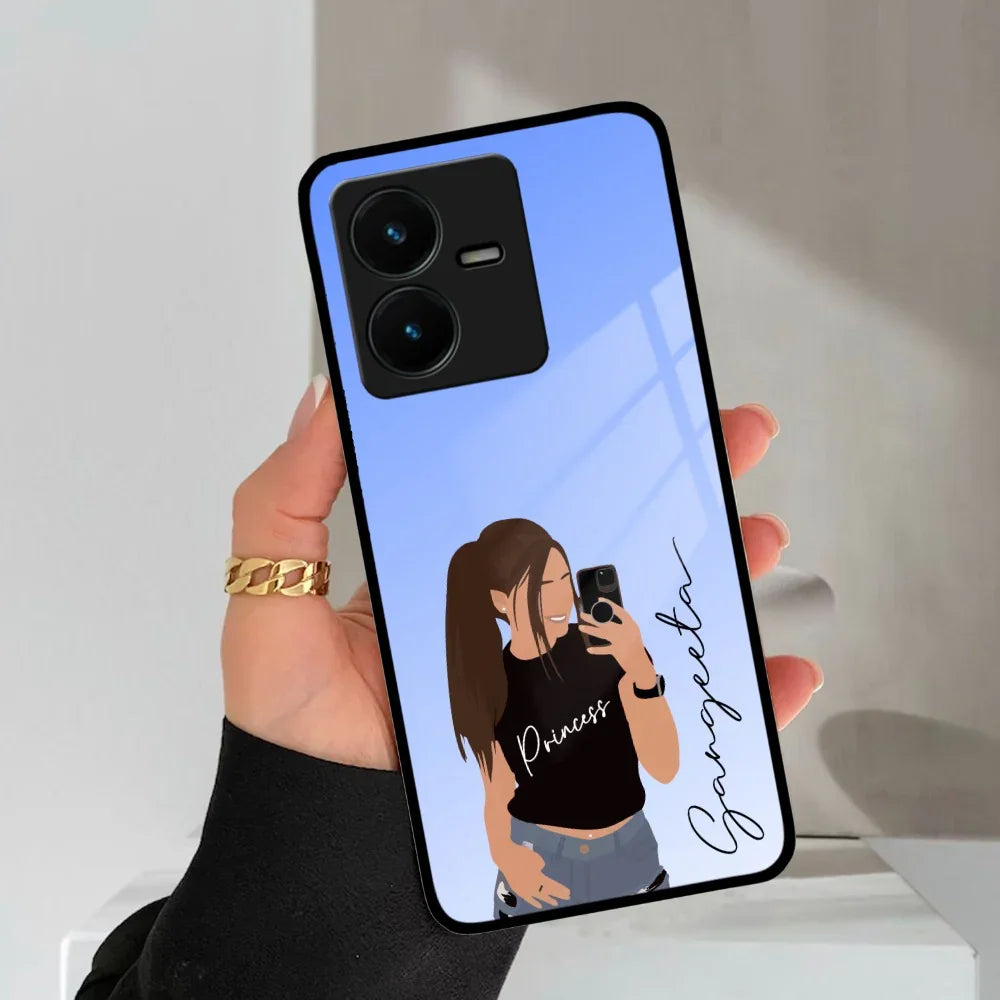 Mobile Girl Glass Case For Vivo - ShopOnCliQ