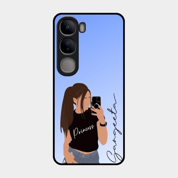 Mobile Girl Glass Case Cover For Vivo Y300 5G