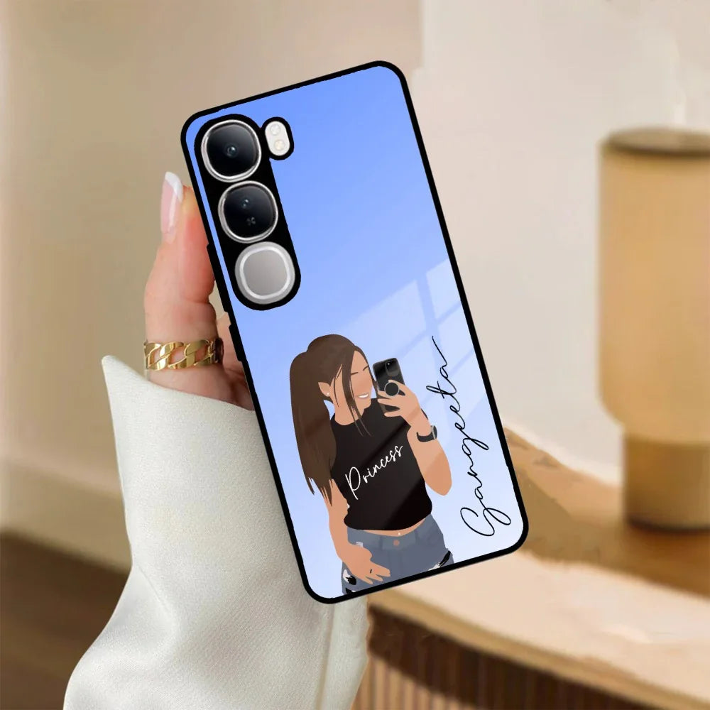 Mobile Girl Glass Case For Vivo - ShopOnCliQ
