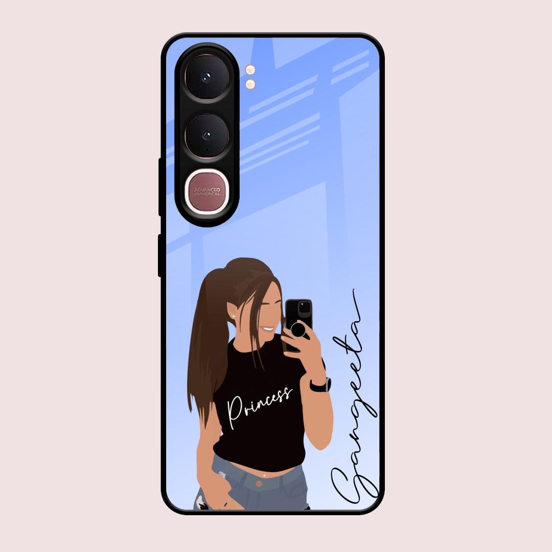 Mobile Girl Glass Case Cover For Vivo Y31 5G