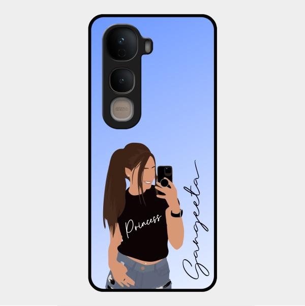 Mobile Girl Glass Case Cover For Vivo Y400 5G