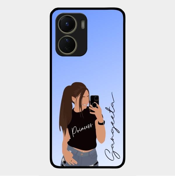 Mobile Girl Glass Case Cover For Vivo Y56 5G