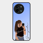 Mobile Girl Glass Case Cover For Vivo Y58 5G