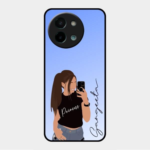 Mobile Girl Glass Case Cover For Vivo Y58 5G