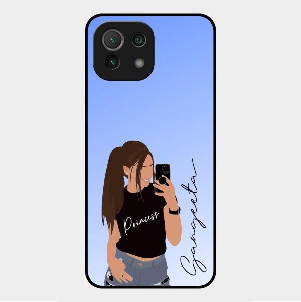 Mobile Girl Glass Case Cover For Xiaomi Mi 11 Lite