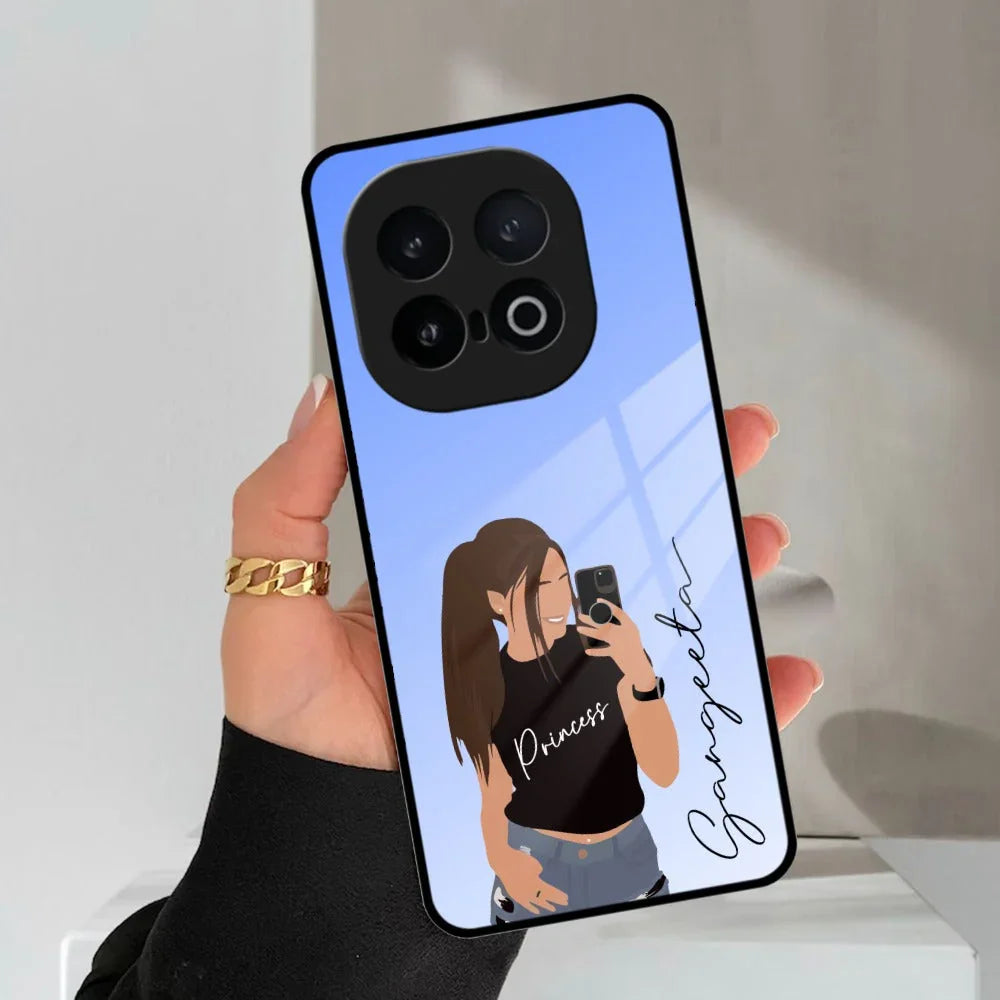 Mobile Girl Glass Case For iQOO - ShopOnCliQ