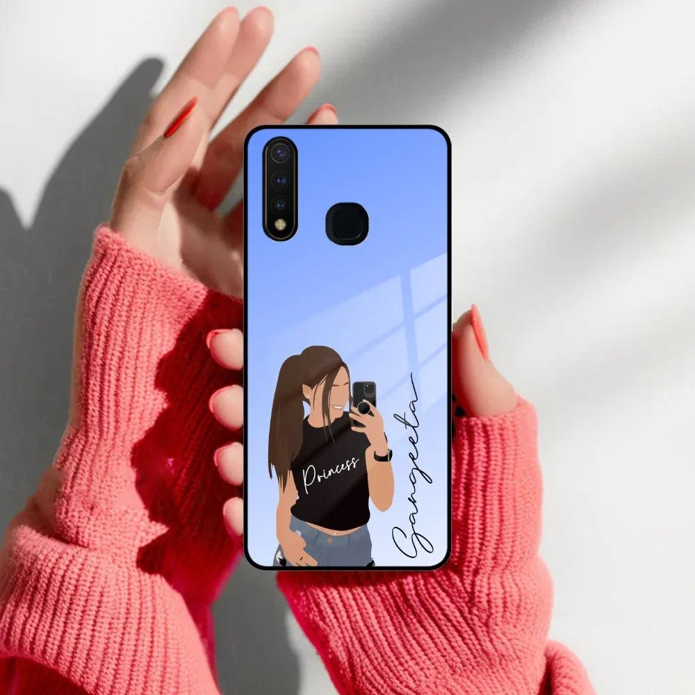 Mobile Girl Glass Case For Vivo - ShopOnCliQ