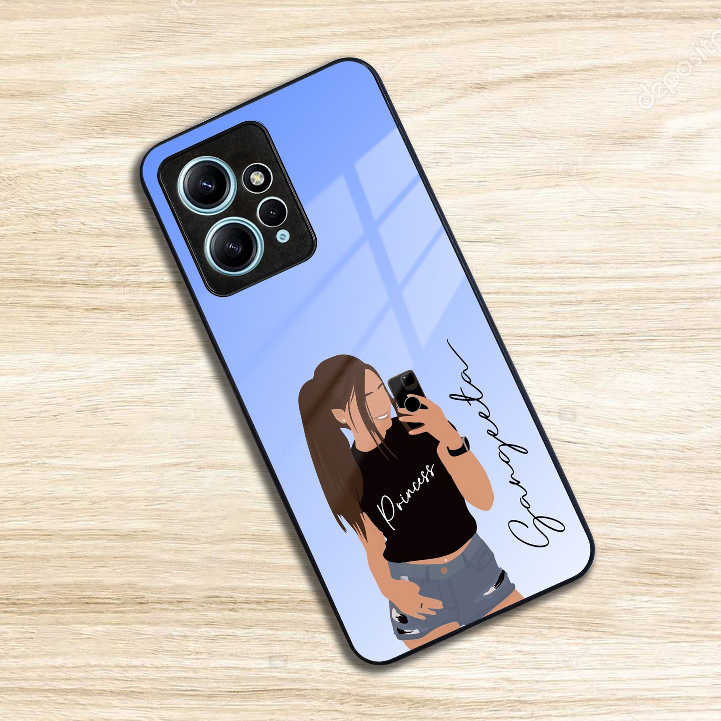 Mobile Girl Glass Case Cover For Redmi/Xiaomi