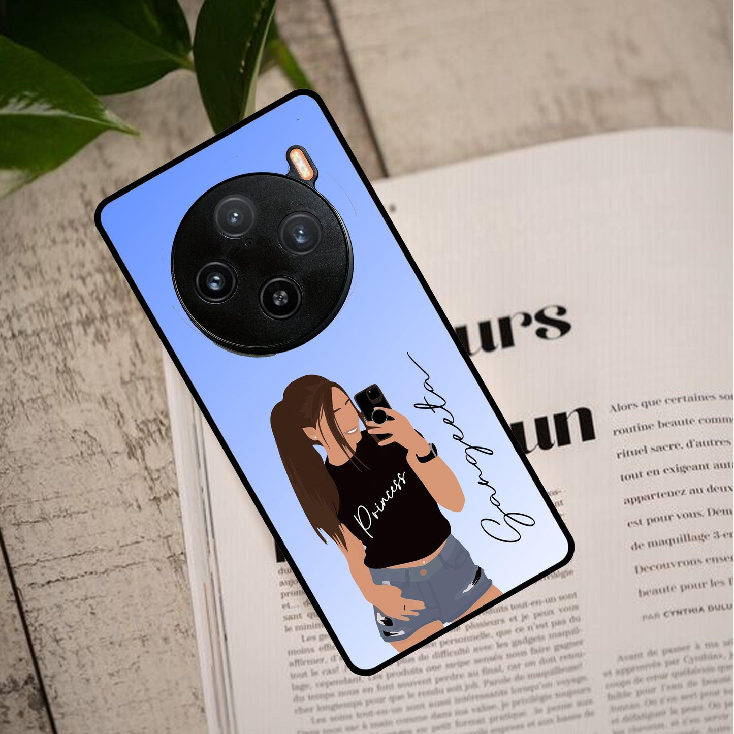 Mobile Girl Glass Case For Vivo