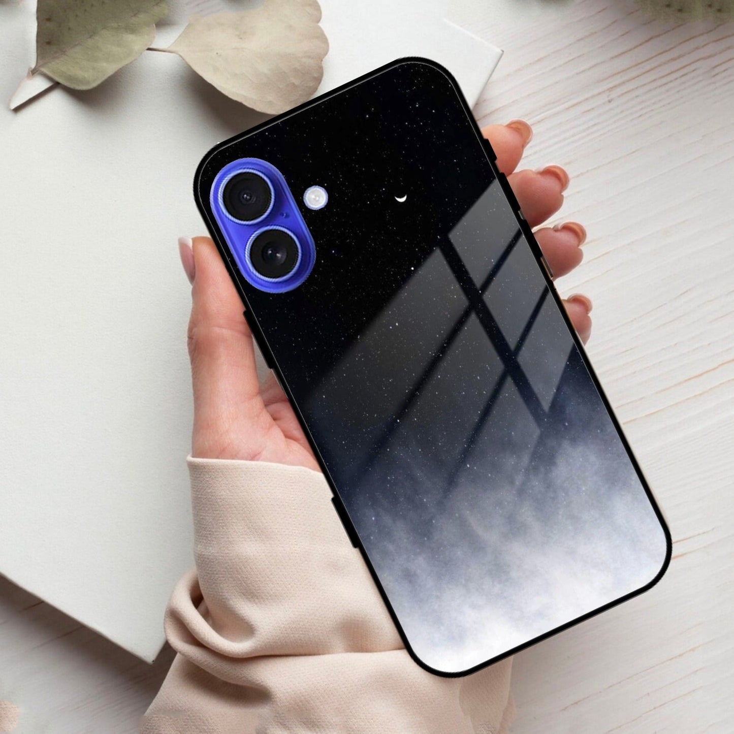 Moon Galaxy Glass Phone Case For iPhone