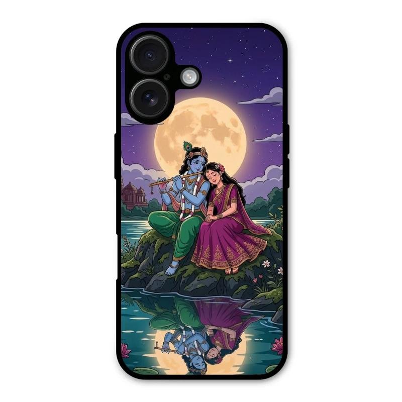 Moonlight Radha Krishna Phone Case For iPhone 16 Plus