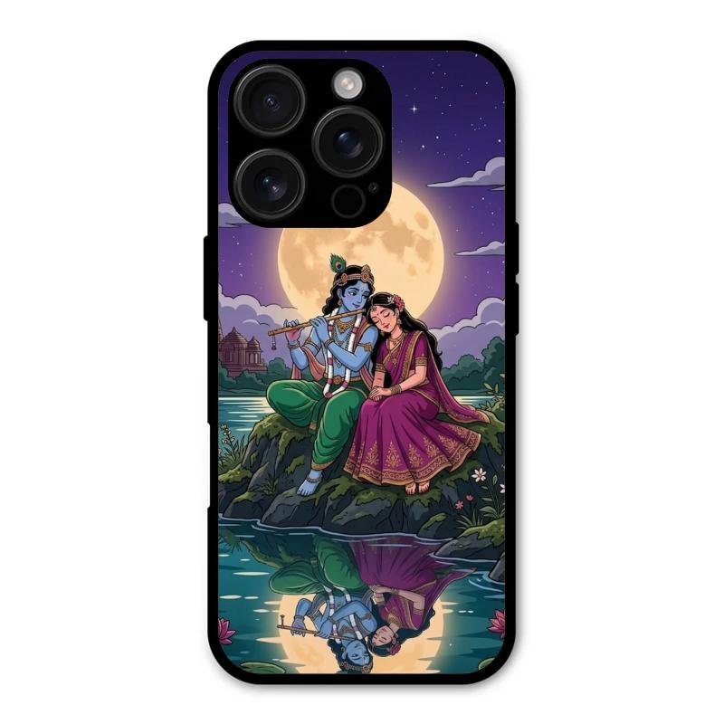 Moonlight Radha Krishna Phone Case For iPhone 16 Pro