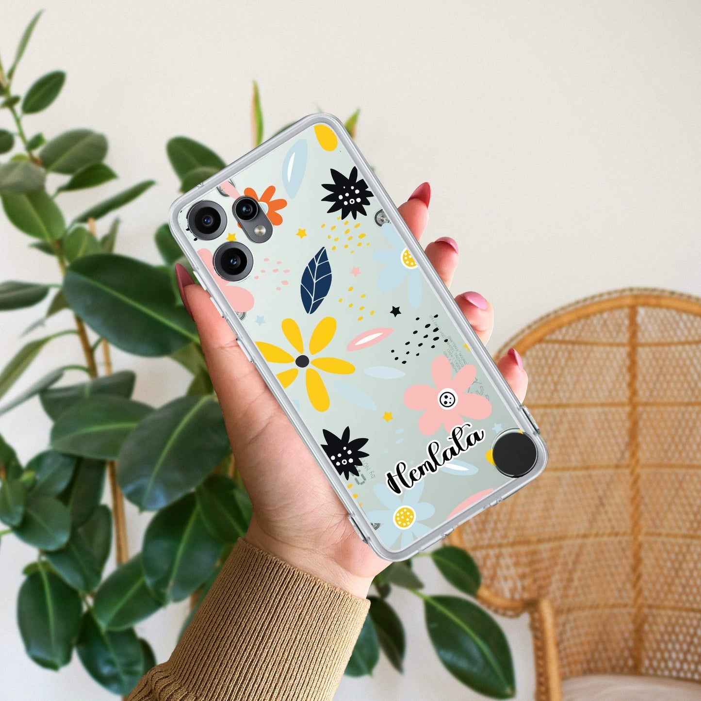 Multi Floral Customize Transparent Silicon Case For Nothing
