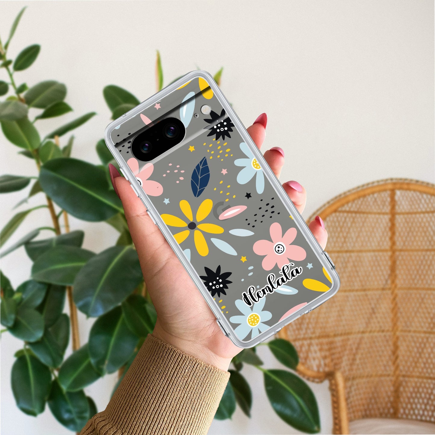Multi Floral Customize Transparent Silicon Case For Google
