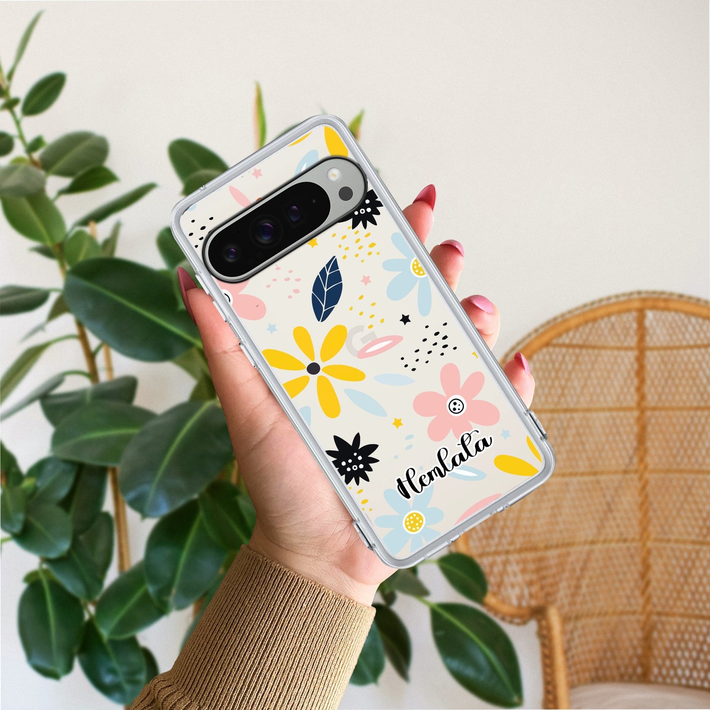 Multi Floral Customize Transparent Silicon Case For Google