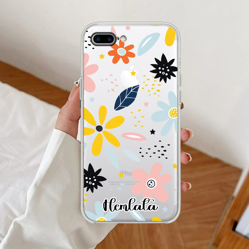 Multi Floral Customize Anti Yellow Clear Case For iPhone 7 Plus / iPhone 8 Plus