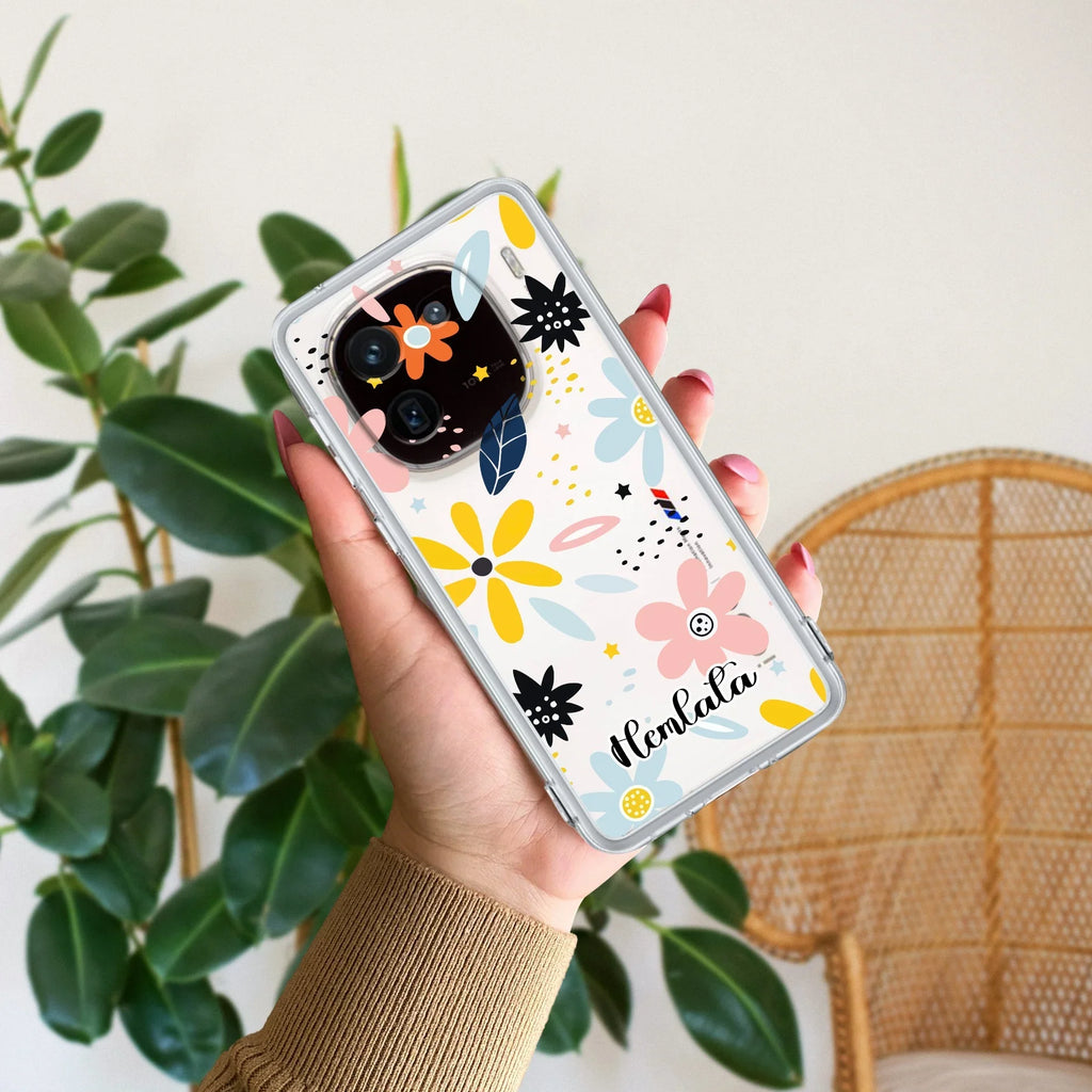Multi Floral Customize Transparent Silicon Case For iQOO 12 5G