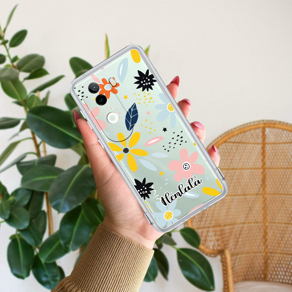 Multi Floral Customize Transparent Silicon Case For iQOO Z9s 5G