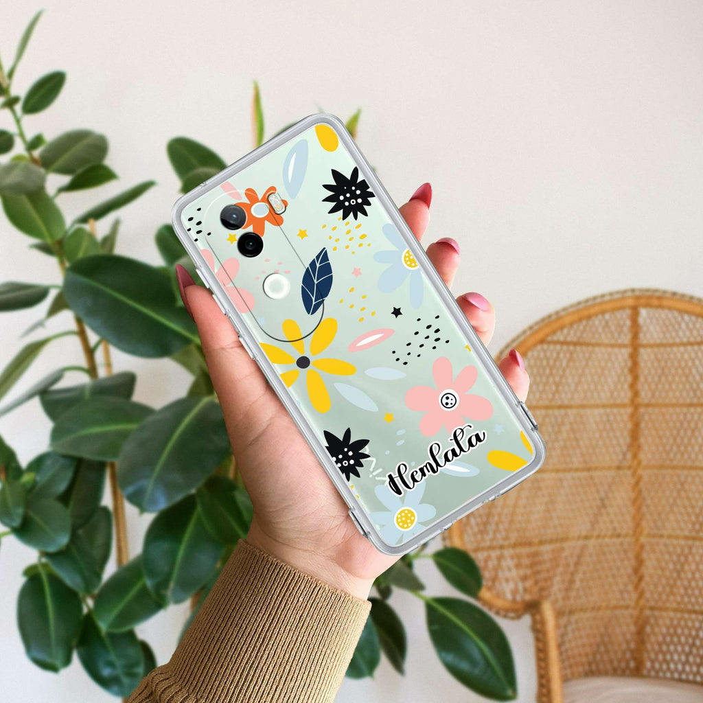 Multi Floral Customize Transparent Silicon Case For Vivo Y400 5G
